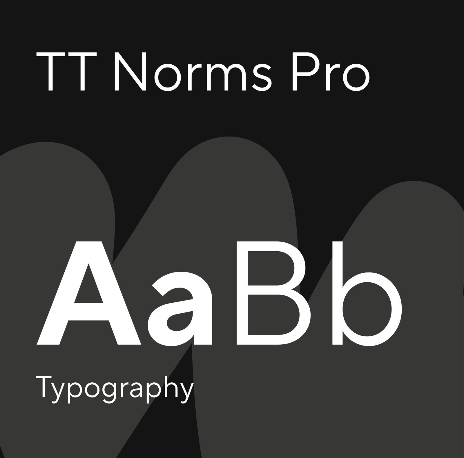 Planche typographique : TT Norms Pro, Aa Bb sur fond sombre